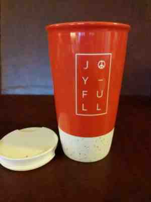 NEW Starbucks Red & White Joyful Christmas 2017 Ceramic Tumbler Coffee Cup 12oz - Sold on eBay Nov, 3rd 2018 for $15.00