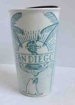 NWT Starbucks 2017 San Diego Ceramic Travel Tumbler Mug Cup Tattoo Seal - Sold on eBay Nov, 3rd 2018 for $26.75