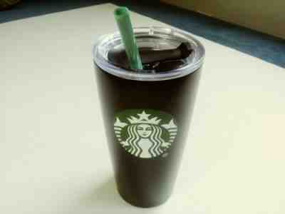 NEW Starbucks 2017 Black Stainless Logo Cup Tumbler Sealable Lid And Straw 20oz - Sold on eBay Nov, 1st 2018 for $14.95