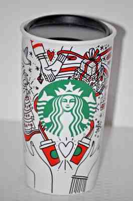 Starbucks Logo Christmas Double Wall Ceramic Siren Travel Mug Tumbler 12 oz 2017 - Sold on eBay Nov, 1st 2018 for $29.92