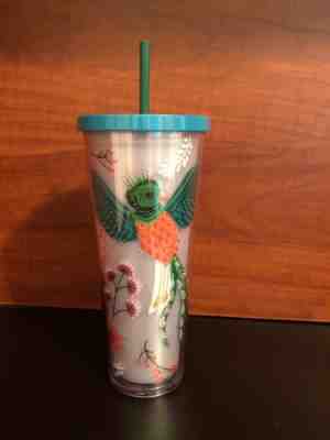 Starbucks Coffee 2017 Quetzal Bird Floral Venti Travel Tumbler Double Wall 24oz - Sold on eBay Nov, 1st 2018 for $34.99