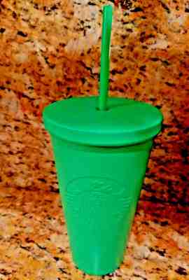 Starbucks Matte Stainless Steel Kelly Green Tumbler Straws Mug 16oz 2017 - Sold on eBay Oct, 29th 2018 for $16.50