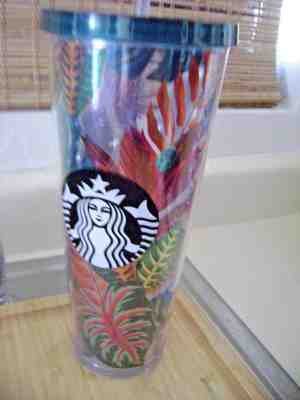 STARBUCKS 2017 Shiny Tropical leave Venti Cold Cup  Tumbler 24oz  - Sold on eBay Oct, 27th 2018 for $19.99