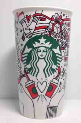 NEW Starbucks 2017 Holiday Christmas Ceramic Tumbler Travel Mug Lid Coffee Tea - Sold on eBay Oct, 26th 2018 for $19.99