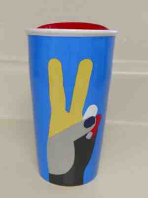 Starbucks Peace Travel Mug Tumbler Ceramic 12 oz NEW 2017 Holiday Colorful Blue - Sold on eBay Oct, 23rd 2018 for $21.50