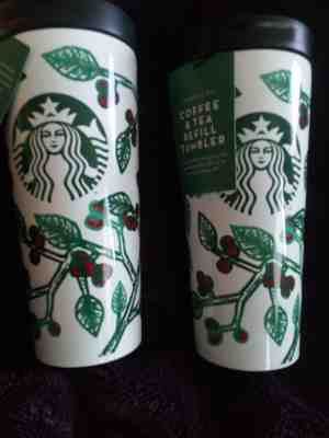 Starbucks White Green 16 oz Refill Stainless Tumbler Cup 2017 buy 1 get 1  FREE! - Sold on eBay Oct, 23rd 2018 for $16.00