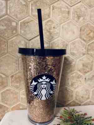 NEW Starbucks 2018 Holiday Glitter Gold and Black Cup Travel Tumbler 16 oz - Sold on eBay Nov, 18th 2018 for $14.50