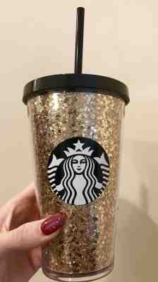 Starbucks 2018 Glitter GOLD Grande Cup Tumbler 16 oz BRAND NEW Early Release - Sold on eBay Nov, 16th 2018 for $16.50