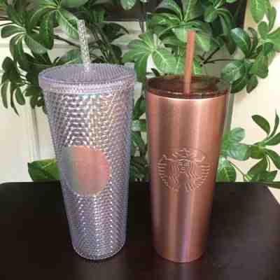 New Starbucks Rose Gold Cold Cup Iridescent Tumbler Holiday Bundle 2018 - Sold on eBay Nov, 16th 2018 for $64.99