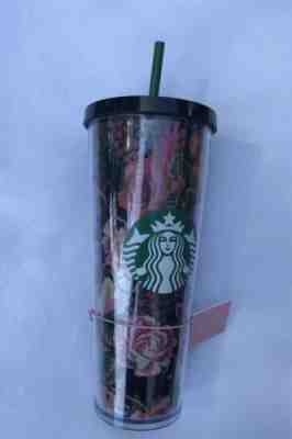 STARBUCKS 2018 COLD CUP BLUE GREEN PINK FLORAL BAN.DO TUMBLER 24 fl oz - Sold on eBay Nov, 15th 2018 for $29.95