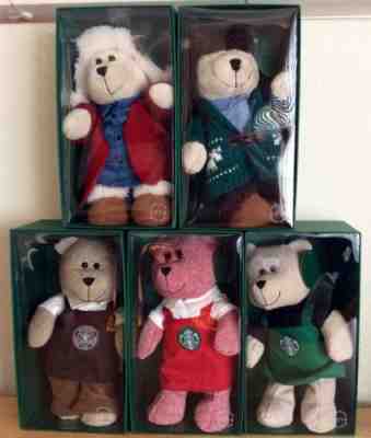 NWT Starbucks Limited Edition 2016 HOLIDAY Bearista Bears Complete Set ALL 5 NEW - Sold on eBay Nov, 11th 2018 for $69.00