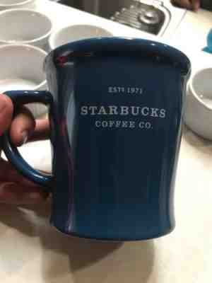Starbucks Coffee Mug 2008 Est 1971 Dark Blue White Interior 18 oz - Sold on eBay Oct, 27th 2018 for $14.99