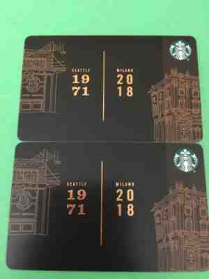 Lot Of 2 Starbucks Seattle 1971 / Milano 2018 Gift Cards NEW $0 Balance - Sold on eBay Oct, 25th 2018 for $2.00