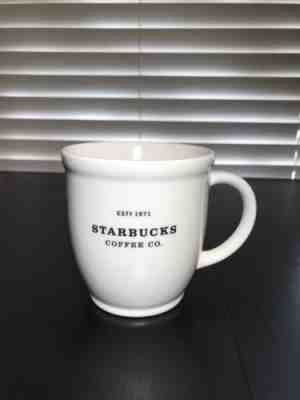 2007 Starbucks Coffee Logo Abbey Mug Est 1971 White With Black Letters 18 oz. - Sold on eBay Oct, 22nd 2018 for $10.50