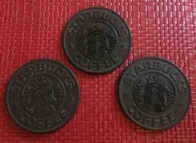 3 Vintage 1988 Starbucks Coffee Black Thick Rubber Coasters Mermaid - Sold on eBay Sep, 23rd 2018 for $17.00