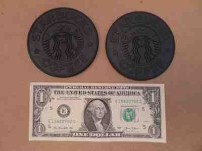 Lot of 2 Vintage 1988 Starbucks Coffee Black Rubber Coasters Mermaid Logo Umbra - Sold on eBay Sep, 5th 2018 for $9.99