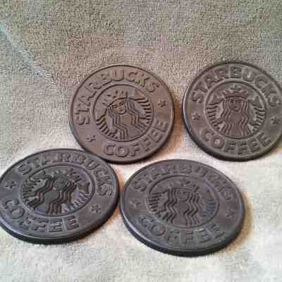 LOT OF 4 Starbucks Coffee from 1988 Black Coasters Rubber made in Canada Umbra - Sold on eBay Aug, 29th 2018 for $19.99
