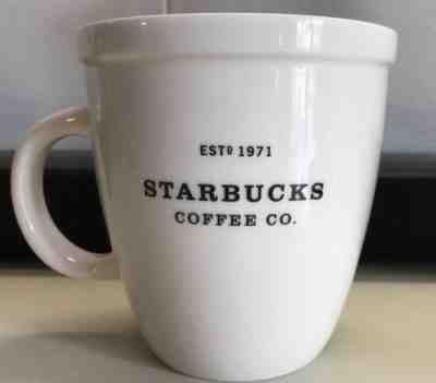 Starbucks 2001 Barista Abbey White Black Coffee Mug Cup 18 oz Estd 1971 - Sold on eBay Sep, 9th 2018 for $7.50