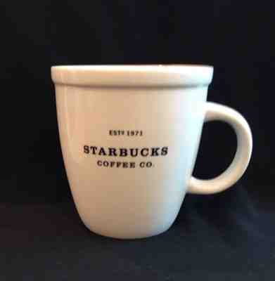 White Starbucks EST 1971 Barista 2001 Coffee Mug Abbey Black Lettering 16 fl oz - Sold on eBay Sep, 9th 2018 for $7.00