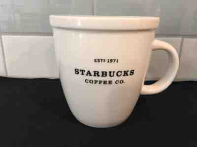 Starbucks 2001 Barista Abbey White Black Lettering Est. 1971 18 oz coffee mug - Sold on eBay Sep, 9th 2018 for $9.00
