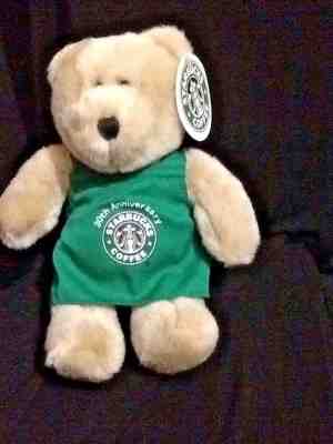 Starbucks Bear 2001 Plush GREEN Apron~30th Anniversary Displayed Only - Sold on eBay Sep, 8th 2018 for $10.95