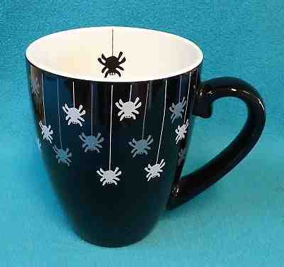 NOS Starbucks 2002 EERIE Halloween Coffee Cup Mug Spiders Black w/Silver & White - Sold on eBay Oct, 6th 2018 for $29.99