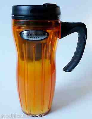 Starbucks Coffee Groovy Lucy 16oz Insulated Plastic Travel Mug Orange 2002 - Sold on eBay Oct, 3rd 2018 for $14.99