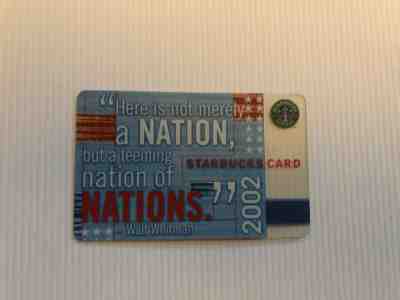 Starbucks 2002 Nations card never swiped - Sold on eBay Sep, 27th 2018 for $50.00