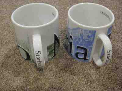 STARBUCKS OVERSIZED VTG MUGS RAISED LETTERS LA DOLCE VITA MILANO VENEZIA 2002 - Sold on eBay Sep, 27th 2018 for $30.00