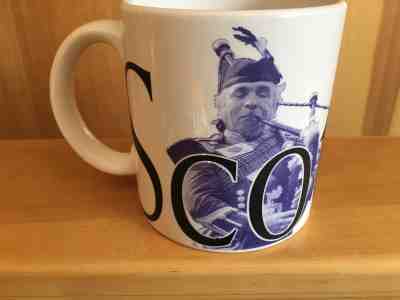 Starbucks 2002 SCOTLAND City Mug Collector Series - bagpipes Purple white - Sold on eBay Sep, 26th 2018 for $17.00