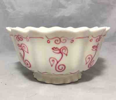Starbucks Barista 2003 Scalloped white cereal bowl with Pink decoration - Sold on eBay Nov, 3rd 2018 for $7.99