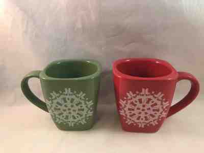 2004 Starbucks Coffee Mugs Red Green Snowflake Christmas Holiday 2  Cups Vintage - Sold on eBay Oct, 10th 2018 for $7.00
