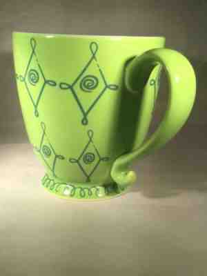 Starbucks 2004 Green Blue Diamond Swirl Pedestal Coffee Mug - Sold on eBay Oct, 10th 2018 for $12.99