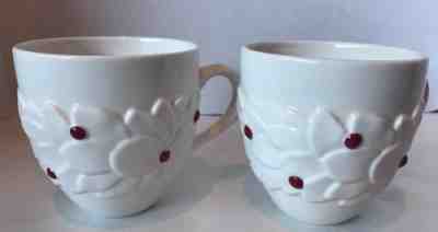 Starbucks Christmas Wreath Band Mug Holiday 2004 White Embossed Red Berries - Sold on eBay Oct, 9th 2018 for $6.00
