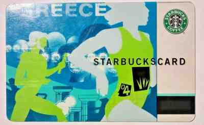 Used 2004 Commemorative Starbucks Gift Card "Greece Olympic" USA Version - Sold on eBay Oct, 8th 2018 for $4.75