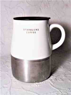 2004 Starbucks Urban White Porcelain Stainless Steel Base 14Oz.Travel Mug W/ Lid - Sold on eBay Oct, 8th 2018 for $15.00