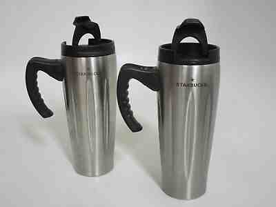 STARBUCKS AROMA SOLO BARISTA STAINLESS STEEL TRAVEL MUG 16 OZ. 2004 Set of (2) - Sold on eBay Oct, 8th 2018 for $38.00
