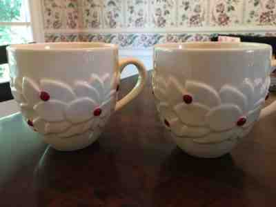 STARBUCKS LOT OF 2 HOLIDAY 2004 MUGS CHRISTMAS Holly Berry Raised Preowned - Sold on eBay Oct, 7th 2018 for $19.86