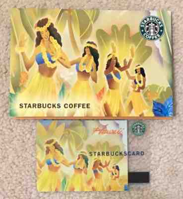 Starbucks 2004 Hawaii Yellow Hula Dancers Card With Matching Sleeve RARE - Sold on eBay Oct, 4th 2018 for $19.99