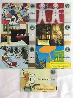 Lot of 7 Rare Collectible Starbucks Gift Cards 2004 2006 2007 (No $ Value) - Sold on eBay Oct, 2nd 2018 for $7.77
