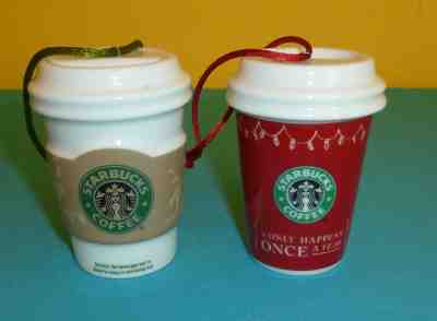 Starbucks Coffee Christmas Ornaments To Go Cups 2005 2008 Ceramic - Sold on eBay Nov, 17th 2018 for $12.00