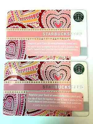 Lot of 2 Starbucks Card 2005 PAPER HEARTS VALENTINES US VERSION NEW - Sold on eBay Nov, 14th 2018 for $12.99