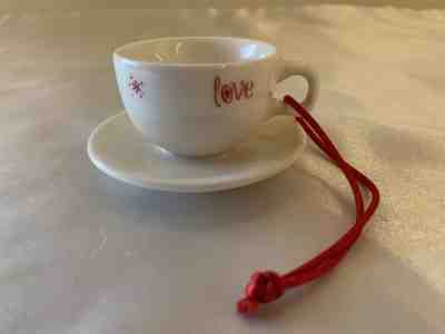 Starbucks - Holiday 2005 Wish Love Joy - Ceramic Tree Ornament Cappuccino Cup - Sold on eBay Nov, 14th 2018 for $6.00