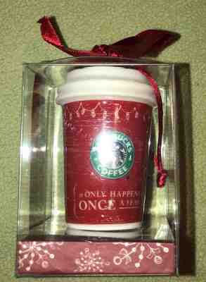 STARBUCKS NIB RARE 2005 Edition Hot Cup Ornament "It Only Happens Once a Year" - Sold on eBay Nov, 3rd 2018 for $10.00