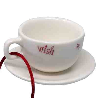 Starbucks Christmas Ornament Coffee Cup Saucer Joy Wish Love Red Holiday 2005 - Sold on eBay Nov, 2nd 2018 for $10.00