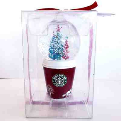 Starbucks Holiday 2006 Christmas Tree Snow Globe Coffee Go Cup NWT Stocking  - Sold on eBay Nov, 17th 2018 for $15.99