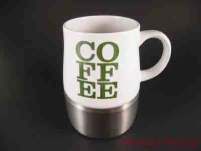 Starbucks 2006 Coffee Mug Green Letters on White Porcelain Stainless Steel - Sold on eBay Nov, 6th 2018 for $15.00