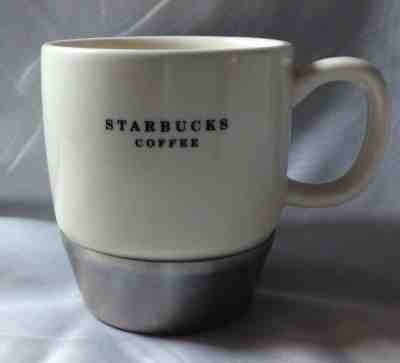 Starbucks 2006 Urban Ceramic Coffee Mug White Stainless Steel Nonslip Bottom  - Sold on eBay Nov, 6th 2018 for $8.99