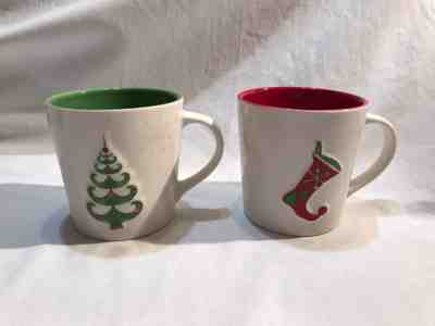Starbucks 2006 Holiday Mugs Set of 2 Christmas Stocking & Tree 17 Oz. - Sold on eBay Nov, 5th 2018 for $17.99