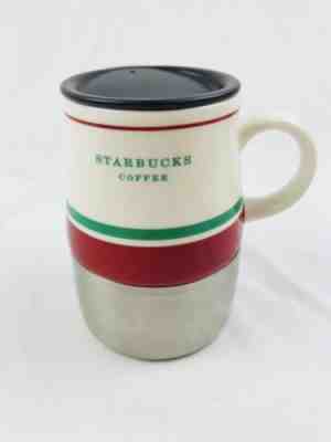 Starbucks Travel Mug Stainless Ceramic Red White Green 2006 - Sold on eBay Nov, 3rd 2018 for $12.00